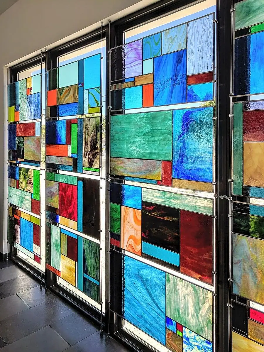 D3023 — Rod Suspended Stained Glass Panels for Window Decor