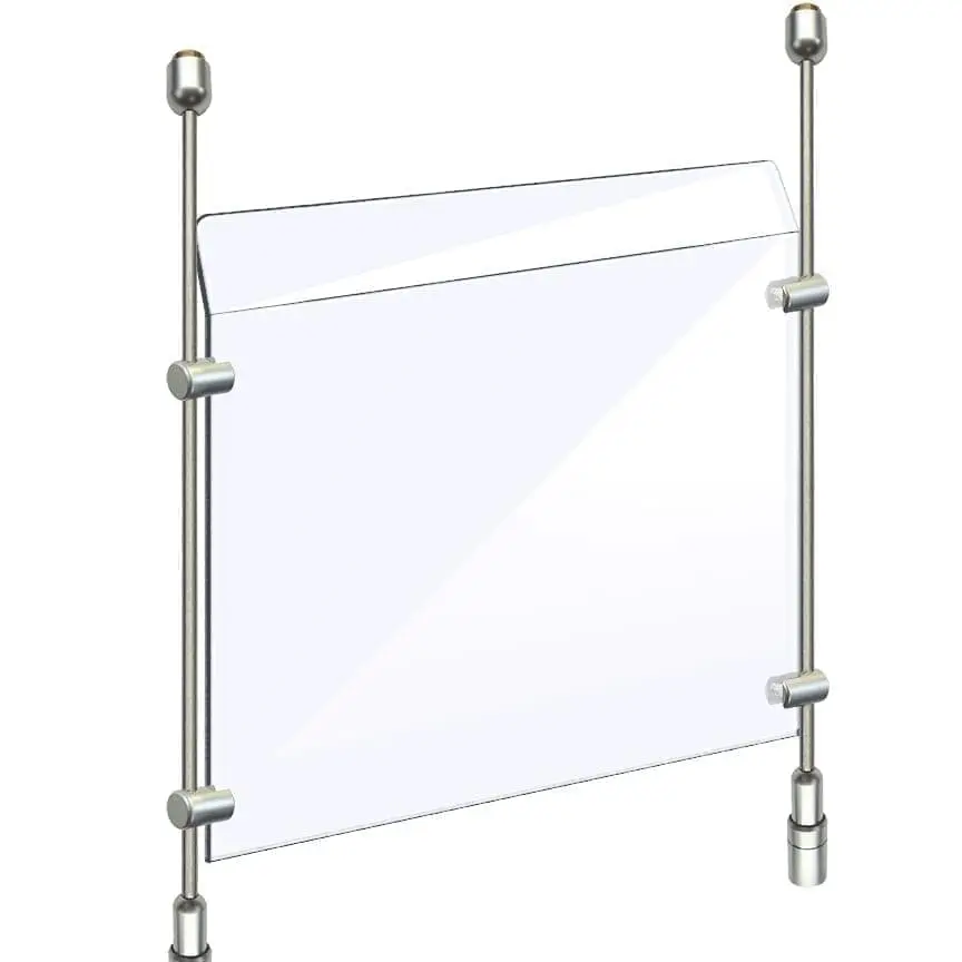 Countertop Acrylic Sneeze Guard / Modular – Suspended with 6mm Rod Systems | Nova Display Systems