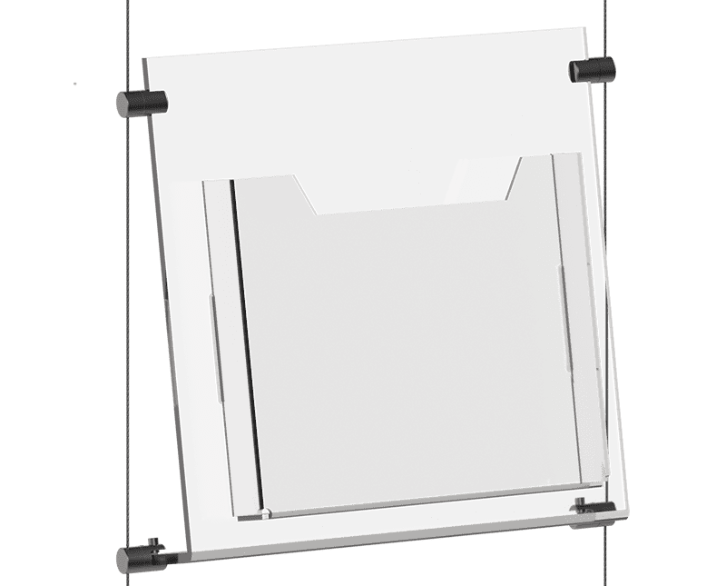 Acrylic Literature Holders — Reclined for Cable/Rod Suspension | Nova Display Systems