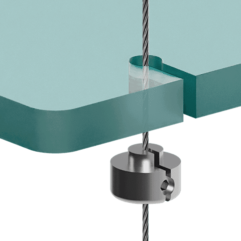 Standard Support for 1.5mm Cable System Shelf Applications — Support for Drilled/Slotted Shelf | Nova Display Systems