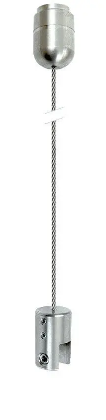 KC100-TP/SS Ceiling-Overhead with Top Clamp 1.5mm Stainless Steel Cable Suspension Kit — 2M (6’ 5-3/4”) Length | Nova Display Systems