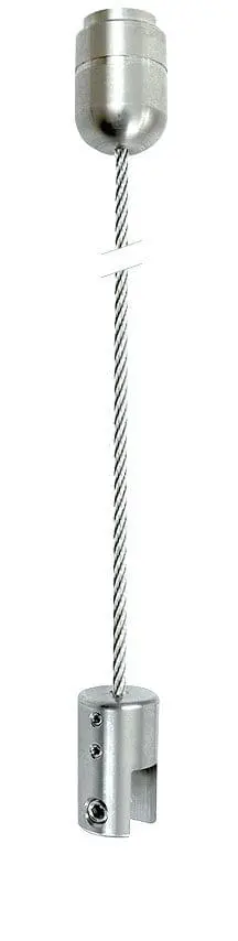 KC300-TP/SS Ceiling-Overhead with Top Clamp 1.5mm Stainless Steel Cable Suspension Kit — 2M (6’ 5-3/4”) Length | Nova Display Systems