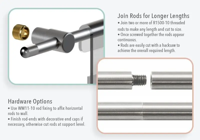 Hook-on Acrylic Holder Mounting — 10mm Rod Hardware Option | Nova Display Systems