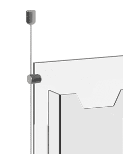 Ceiling-to-Floor 1.5mm Cable Suspension for Acrylic Brochure Holders | Nova Display Systems