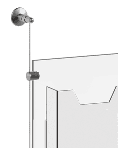 Wall-to-Wall 1.5mm Cable Suspension for Acrylic Brochure Holders | Nova Display Systems