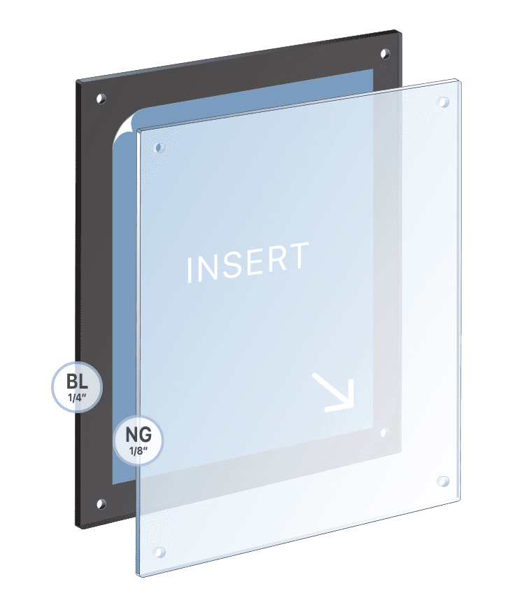 Deluxe Non-Glare Acrylic Frame Satin-Black Back | Nova Display Systems