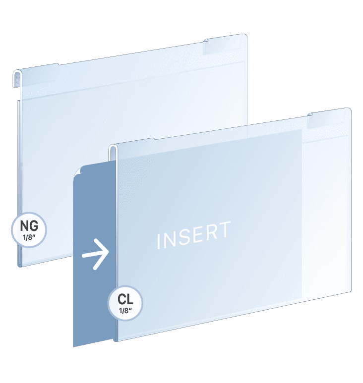 Hook-on Acrylic Holder for 6mm Rod System Landscape | Nova Display SystemsOrientation