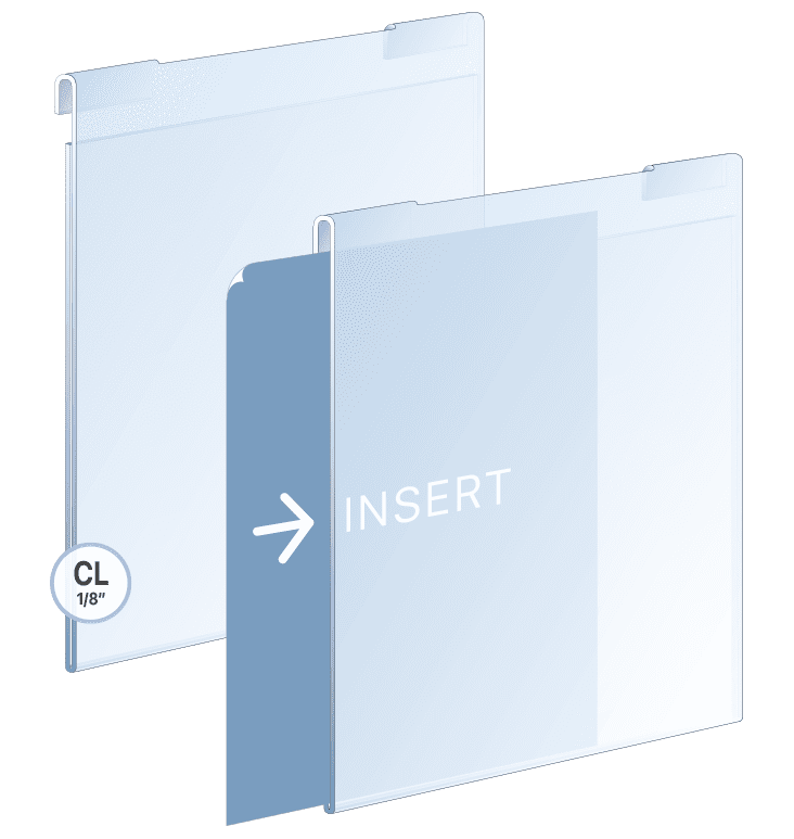 Hook-on Acrylic Holder / Clear Portrait Orientation | Nova Display Systems