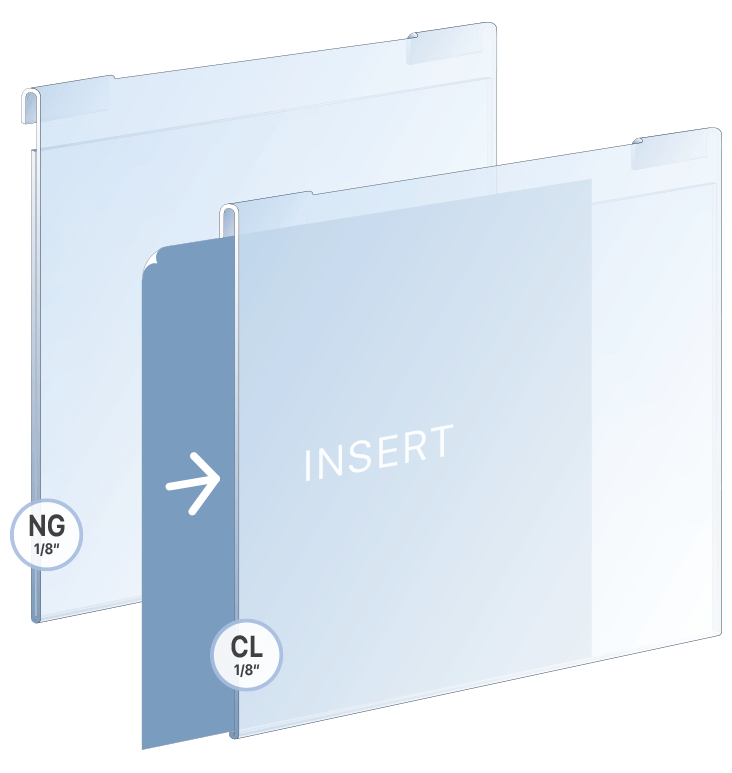 Hook-on Acrylic Holder for 6mm Rod System Square Format | Nova Display Systems
