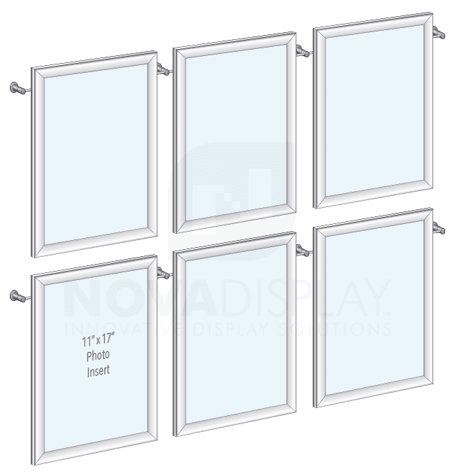 KHAF-003 Wall Mounted Hook-On Rod Aluminum Front-Load Photo Frame Display Kit / Mounted with 6mm Horizontal Rod System | Nova Display Systems