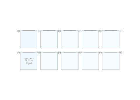 KHPI-030 Wall Mounted Hook-On Acrylic Info/Poster Display Kit / Mounted with 6mm Horizontal Rod System | Nova Display Systems
