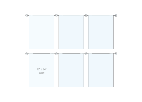 KHPI-032 Wall Mounted Hook-On Acrylic Info/Poster Display Kit / Mounted with 6mm Horizontal Rod System | Nova Display Systems