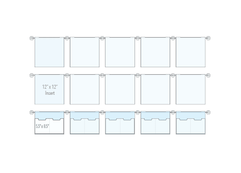 KHPI-033 Wall Mounted Hook-On Acrylic Info/Poster Display Kit / Mounted with 6mm Horizontal Rod System | Nova Display Systems