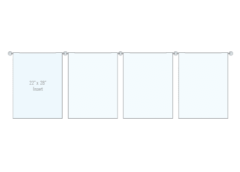 KHPI-036 Wall Mounted Hook-On Acrylic Info/Poster Display Kit / Mounted with 6mm Horizontal Rod System | Nova Display Systems