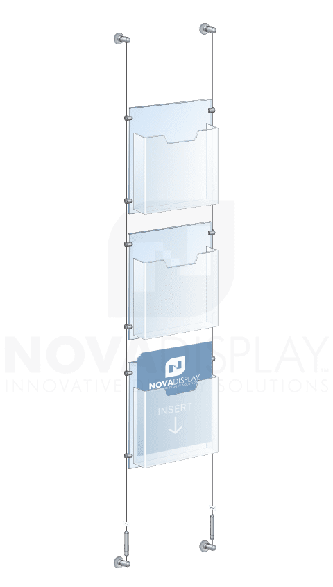 KLD-010 Cable Suspended Acrylic Literature Display Kit / Wall-to-Wall Mounted | Nova Display Systems