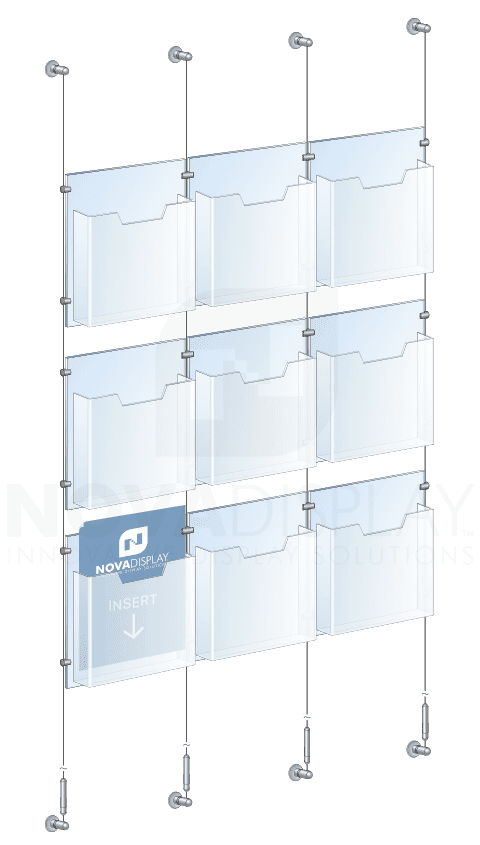 KLD-012 Cable Suspended Acrylic Literature Display Kit / Wall-to-Wall Mounted | Nova Display Systems