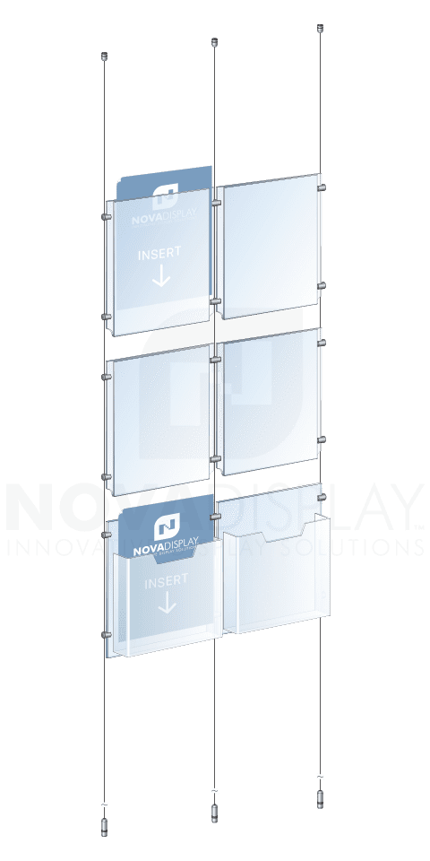 KLD-013 Cable Suspended Acrylic Info/Poster and Literature Display Kit / Ceiling-to-Floor Tensioned | Nova Display Systems