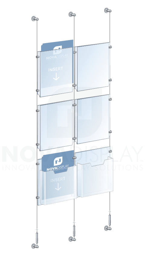 KLD-019 Cable Suspended Acrylic Info/Poster and Literature Display Kit / Wall-to-Wall Mounted | Nova Display Systems