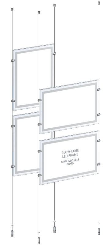 KLP-105 Glow-Edge LED Backlit Display Kit Suspended on Cable System / Portrait and Landscape Format | Nova Display