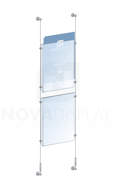 KPI-008 Cable Suspended Easy-Access Acrylic Poster Display Kit Wall-to-Wall Mounted | Nova Display Systems
