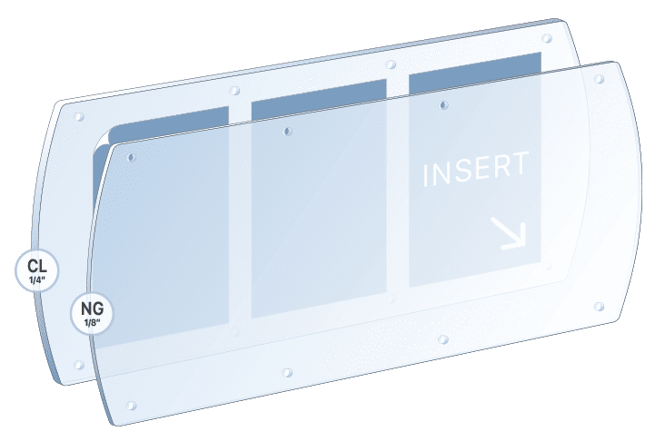Panoramic Acrylic Frame with Arched Sides for Multiple Inserts