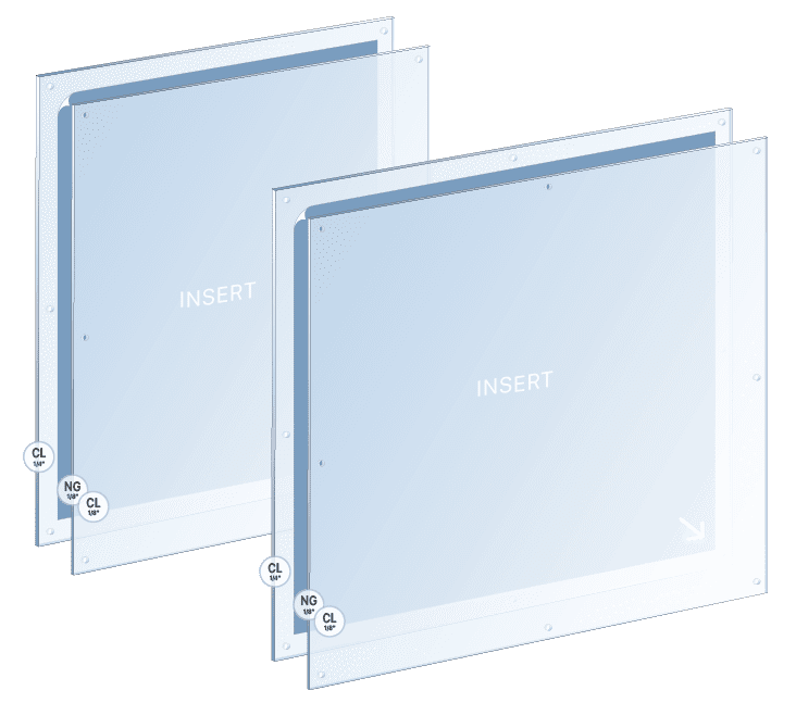 Oversized Acrylic Frame with Straight Corners and 6-8 Holes for M10 Studs