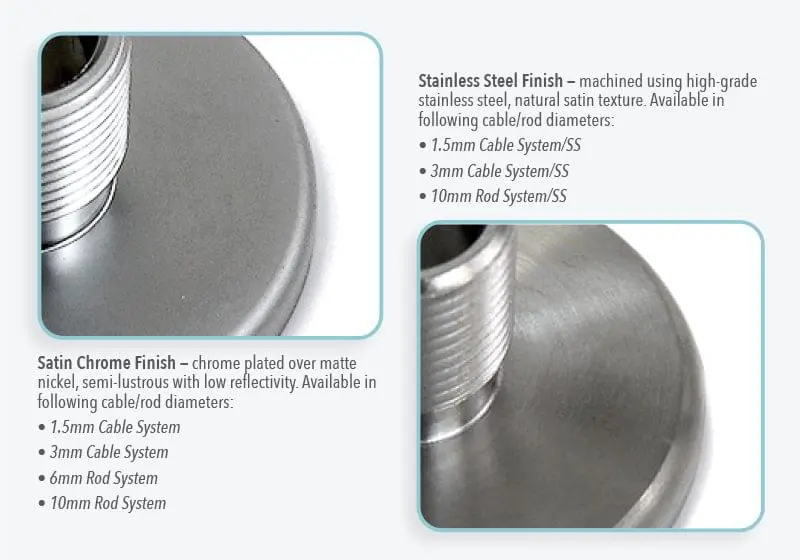 Cable/Rod Suspension Systems — Finish Options | Nova Display Systems