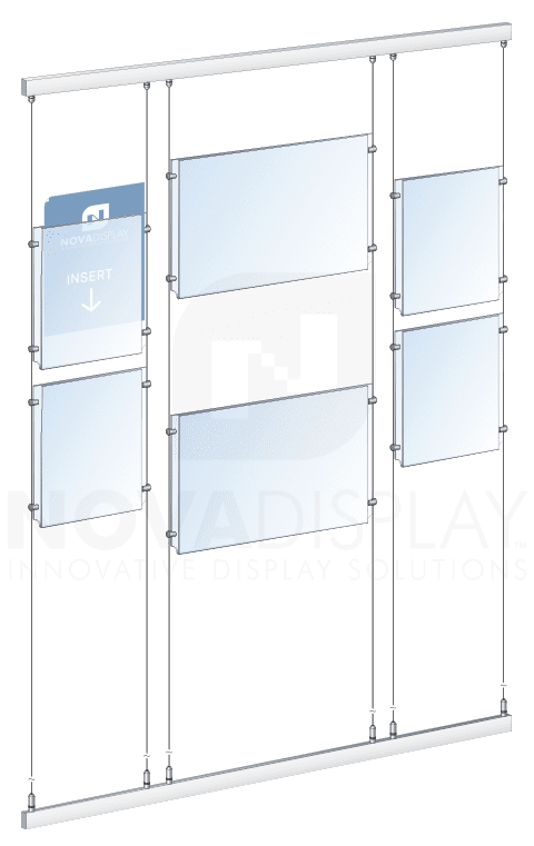 KART-106 Wall-to-Wall Rail/Track Suspended Display Kit with Tensioned Cables | Nova Display Systems
