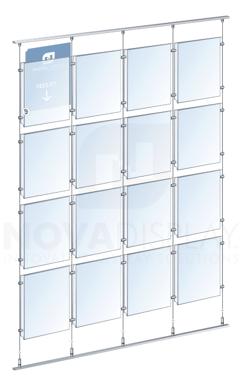 KART-112 Ceiling-to-Floor Rail/Track Suspended Display Kit with Tensioned Cables | Nova Display Systems