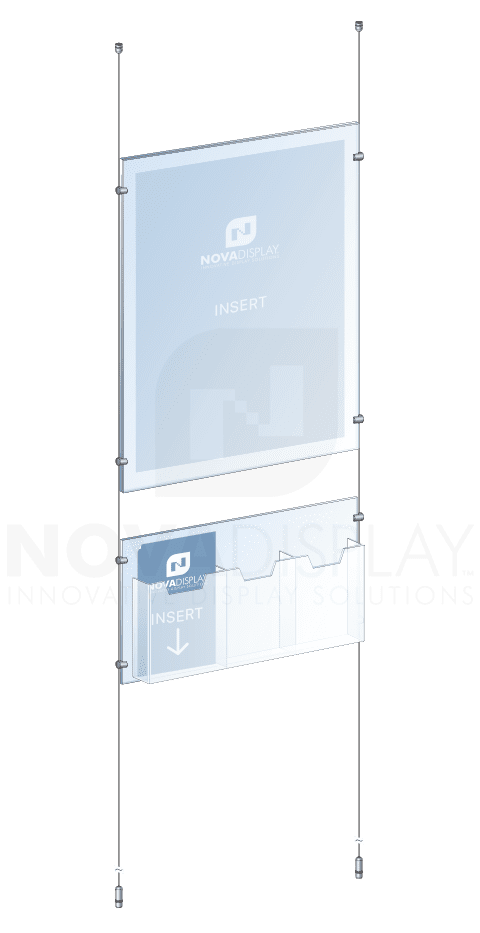 KASP-154 Cable Suspended Acrylic Poster/Literature Display Kit / Ceiling-to-Floor Tensioned | Nova Display Systems