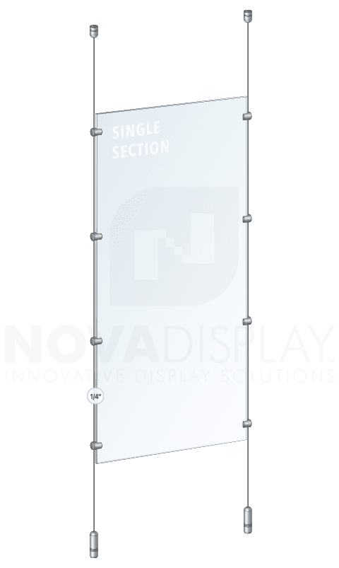 KCPR-002-CL Cable Suspended Partition Kit with Acrylic Resin Panels — Crystal Clear Matte Acrylic | Nova Display Systems