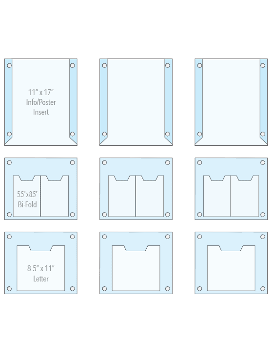 KLD-055 Wall Mounted Acrylic Info/Literature Display Kit with Standoff Supports | Nova Display Systems