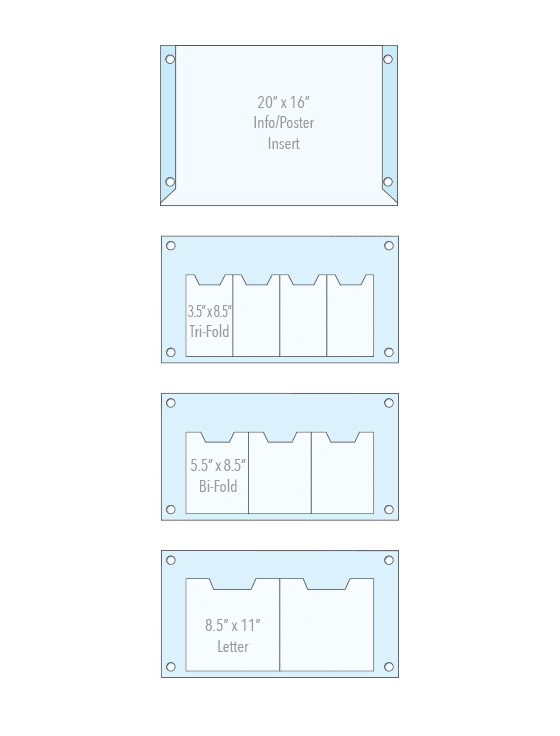 KLD-058 Wall Mounted Acrylic Info/Literature Display Kit with Standoff Supports | Nova Display Systems