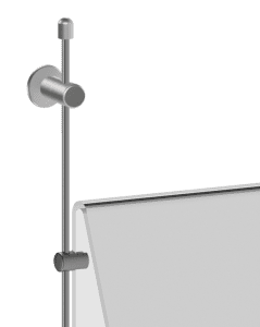 Wall-to-Wall 6mm Rod Suspension for Acrylic Angled Shelves | Nova Display Systems