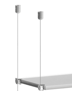 Ceiling-to-Floor 1.5mm Cable Suspension for Glass Shelves | Nova Display Systems