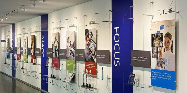 Wall-to-Wall Cable Display System for Medical Office | Nova Display Systems
