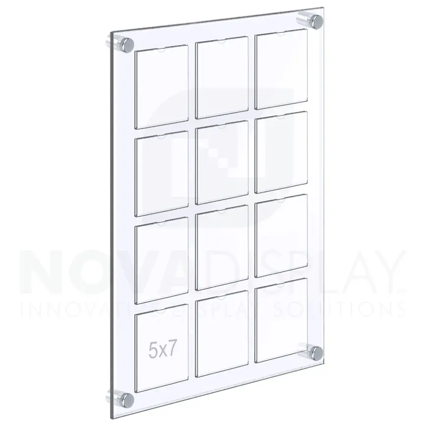 Acrylic Multi-Photo/Collage Frame with Non-Glare Holders – 5″ x 7″ Photo Display Board #KPHB-050