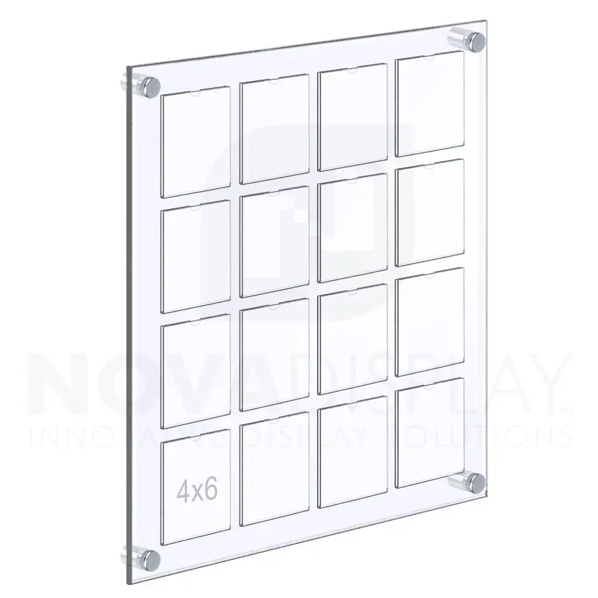 Acrylic Multi-Photo/Collage Frame with Non-Glare Holders – 4″ x 6″ Photo Display Board #KPHB-040