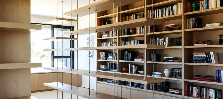 Rod Suspended Wood Shelves in Library-Office-Study Environments | Nova Display Systems