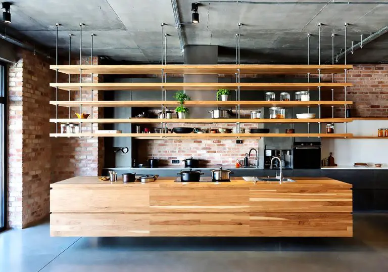 R5080 — Rod Suspended Kitchen Wood Shelves | Design Concept