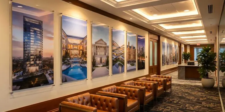 Oversize Architectural Photography Wall Display with Standoff Acrylic Frames | Nova Display Systems