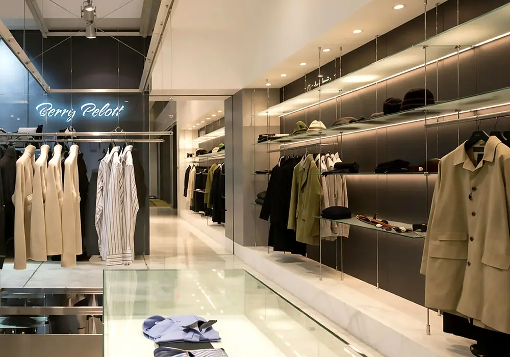 R5010 — Retail Glass Shelf Display with Rod Suspension System | Design Concept