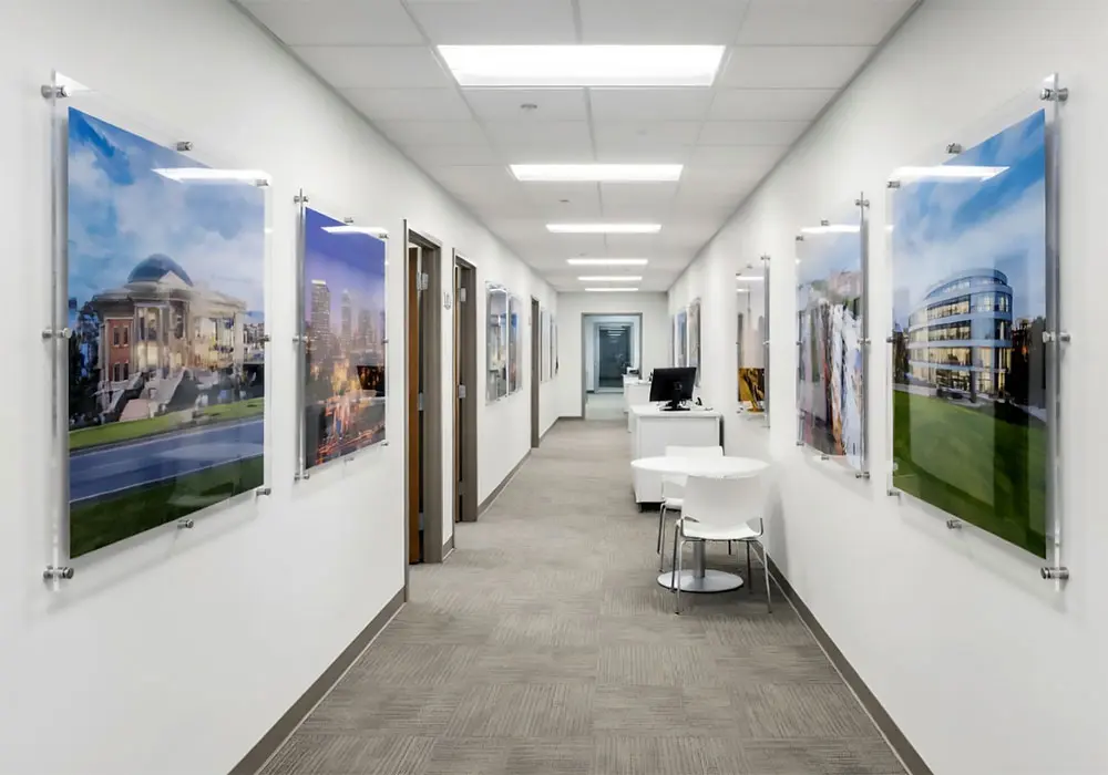 W2529 — Large Architectural Photos Showcased with Wall Mounted Stand-off Acrylic Frames