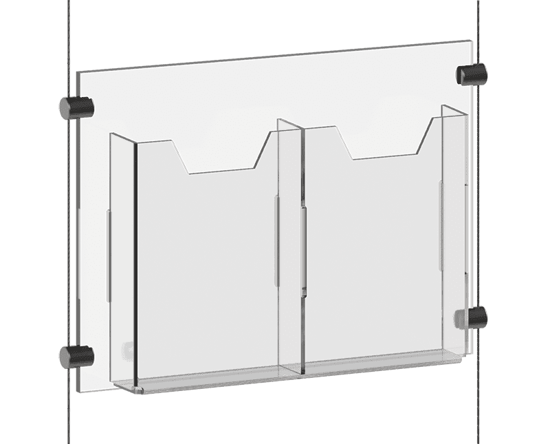 Acrylic Literature Holders — Multi-Pocket for Cable/Rod Suspension | Nova Display Systems