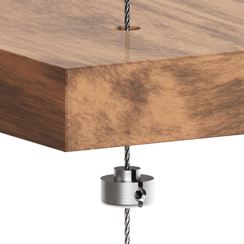 Standard Support for 1.5mm Cable System Shelf Applications — Support for Drilled Wood Shelf | Nova Display Systems