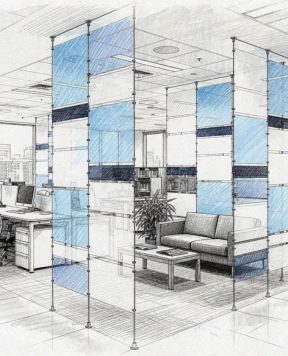 DR1205 Decorative Acrylic Resin Panels and Screens with Cable/Rod Suspension Systems | Design Concept