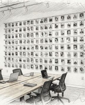 DR1405 — Acrylic Framed Photos Suspended with Horizontal Rod System | Design Concept
