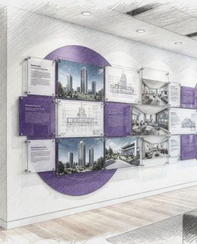 DR2011 — Acrylic Framed Prints and Renders Wall-Mounted with Standoff Support System | Design Concept