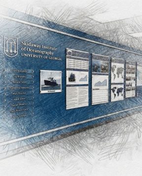 DR4504 — Large Acrylic Graphic Holders and Signage Suspended with Cable System | Design Concept