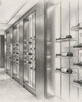 DR9001 — Wine Shelves and Racks Suspended with Rod System | Design Concept